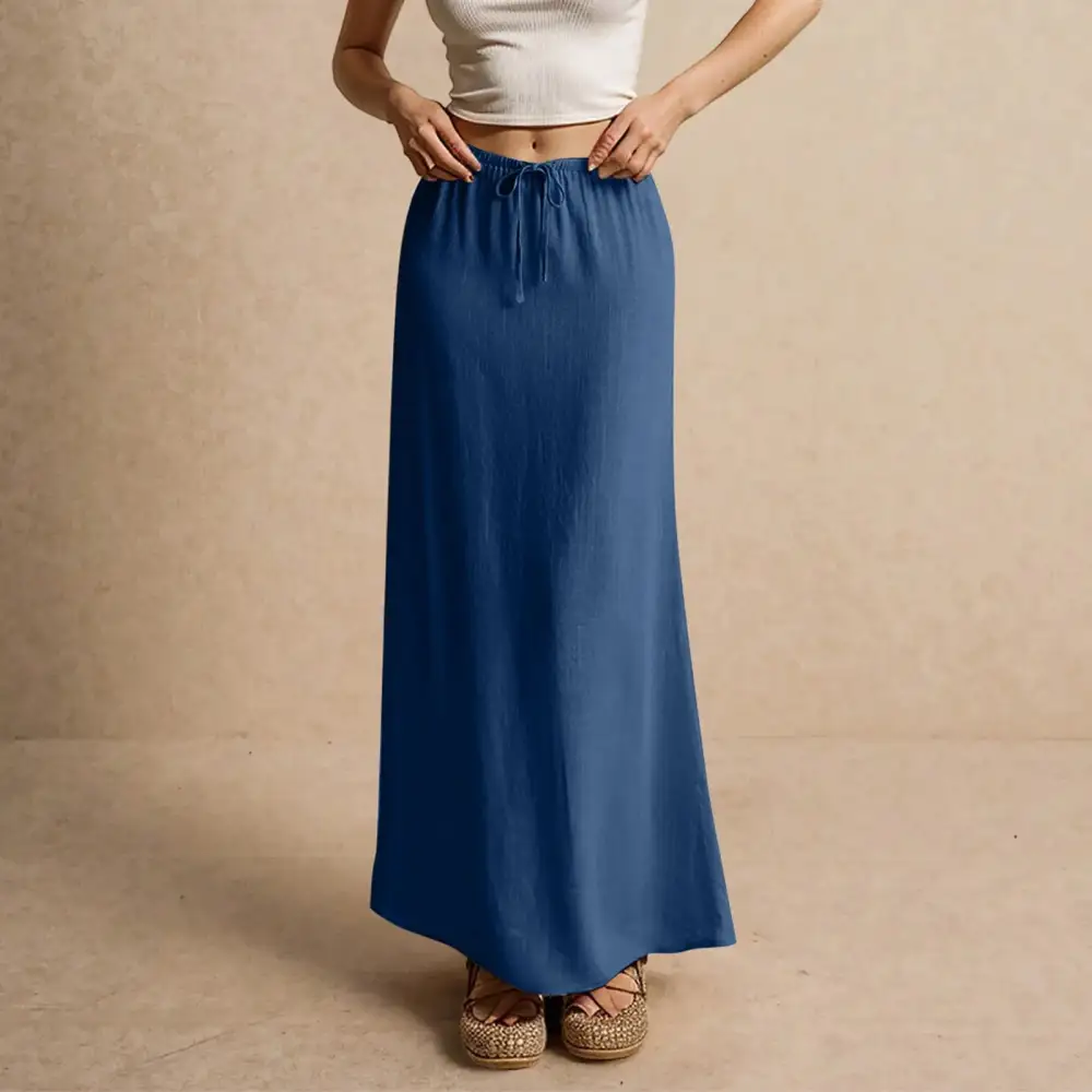 Satin A-Line Drawstring Skirt