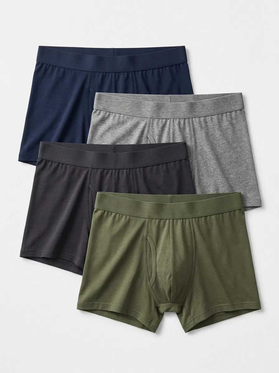 Rugged Solid Cotton Style Men's Four Pack Boxer Briefs