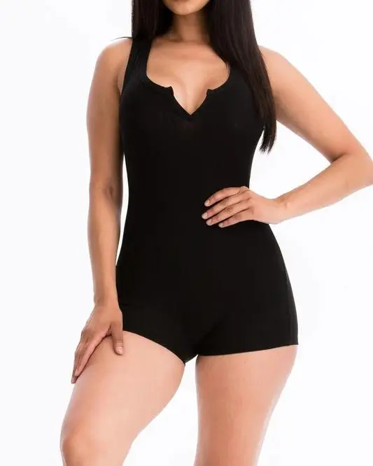 Sleeveless Ribbed Short Romper