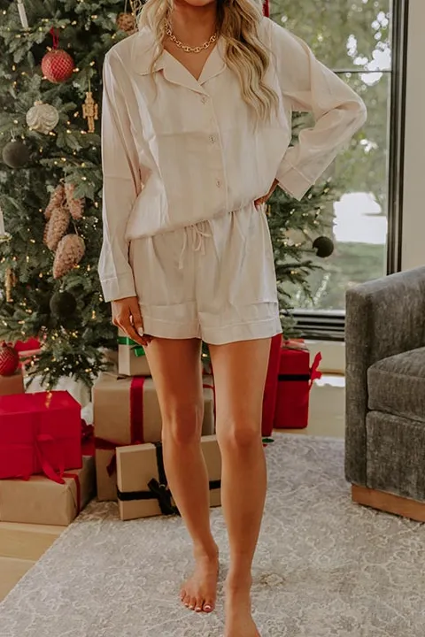 Satin Pajama Shorts In Champagne