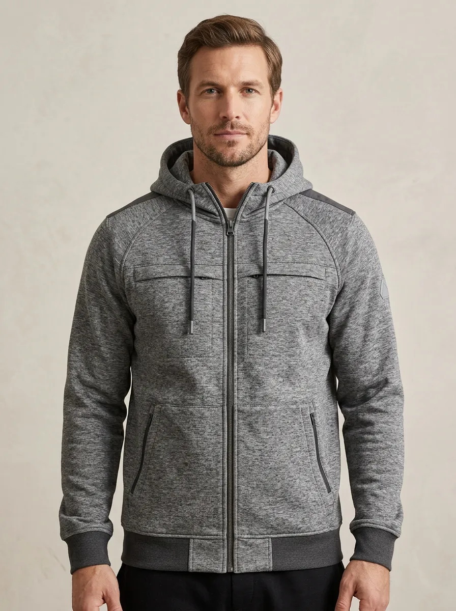 Men's Heathered Zip-Up Sports Jacket