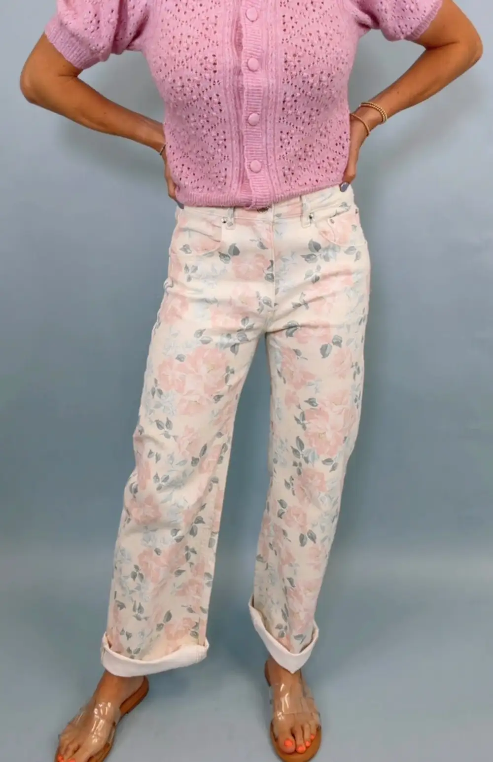 Denim Floral Jeans