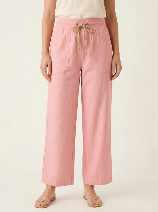 Women's Classic Wide Leg Adjustable Drawstring Waist Pants
