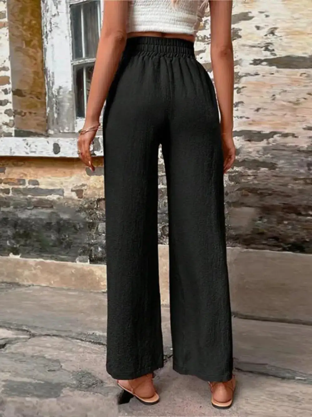 Lightweight Tie Waist Tie Detail Pants