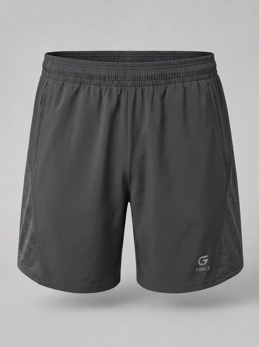 Men's Breathable Gym Sports Mesh Panel Printed Shorts
