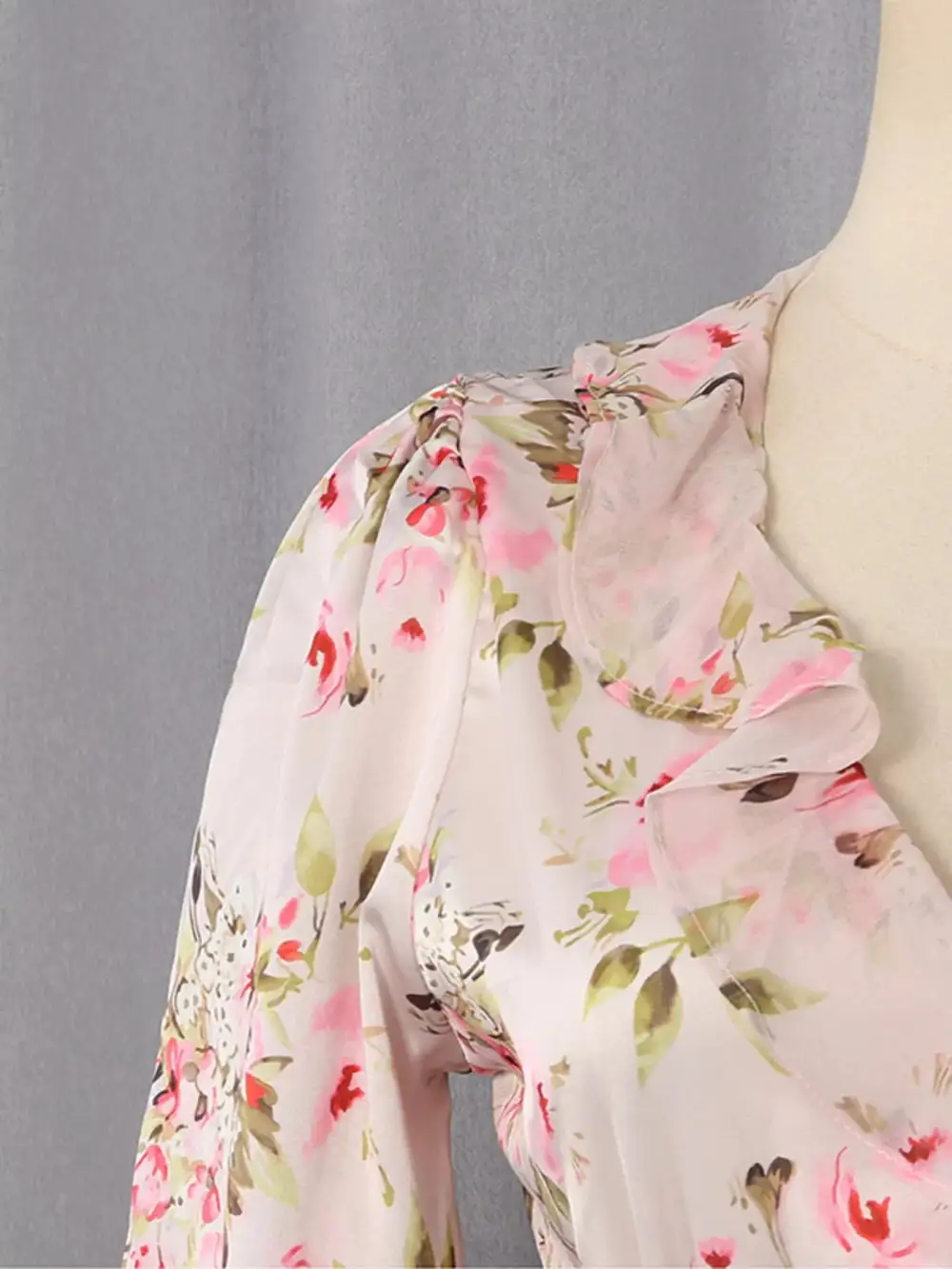Structured Shape Floral Printed Ruffle Mini Dress