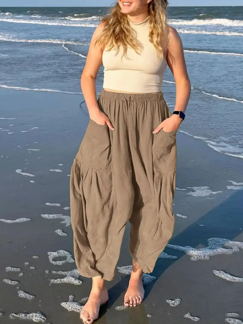 Casual Drawstring Pocket Detail Pants