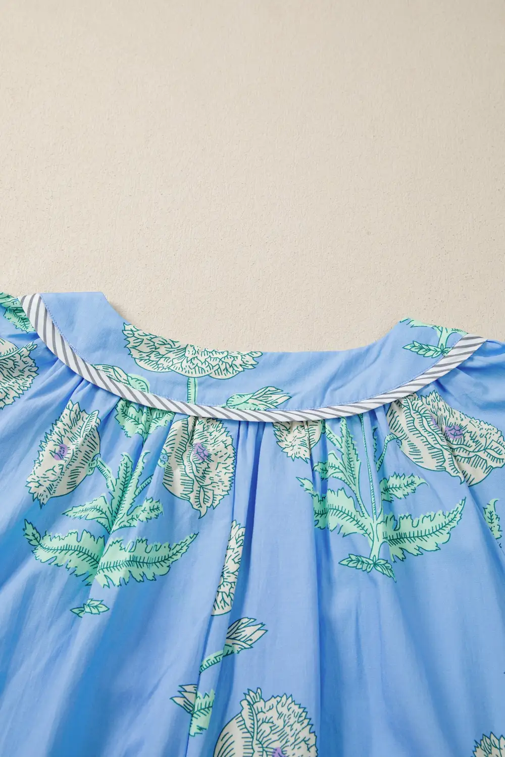 Soft Touch Floral Striped Split Neck Mini Dress