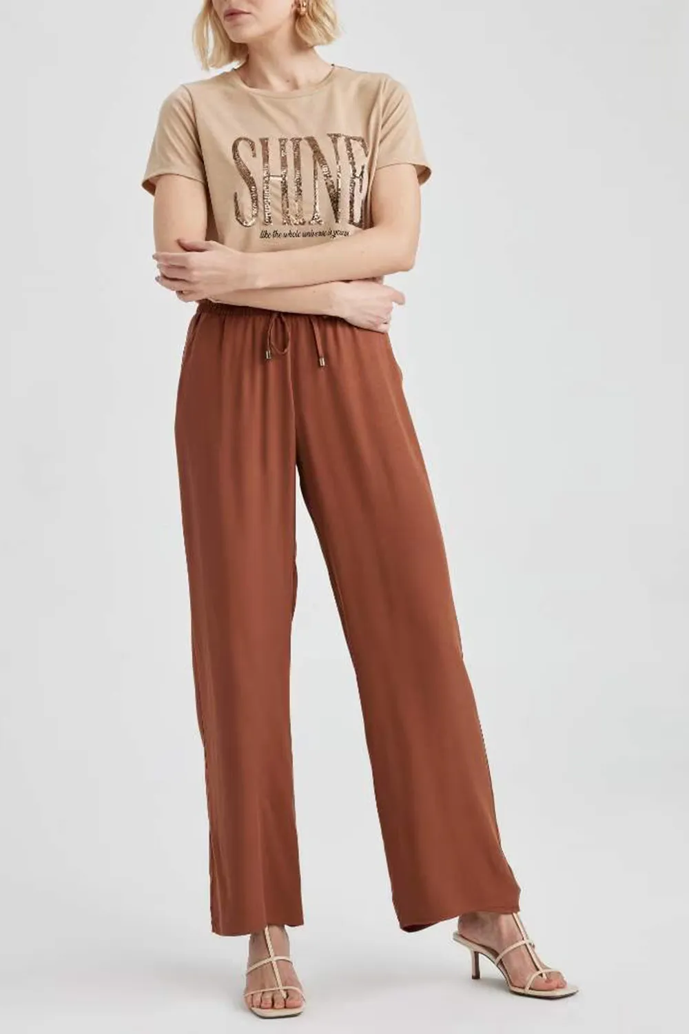 Wide Leg Viscose Trousers