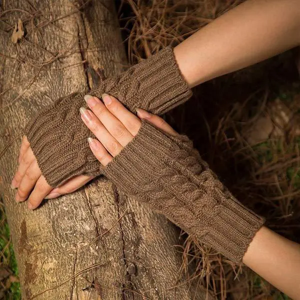 Women'S Half Finger Warm Thick Wool Gloves 37280337C