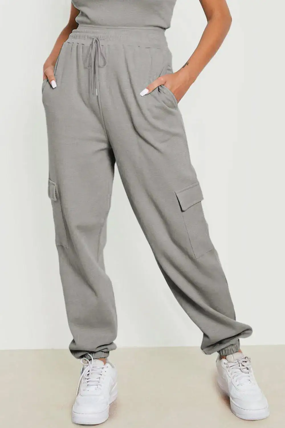 Polished Drawstring Pocket Detail Pants