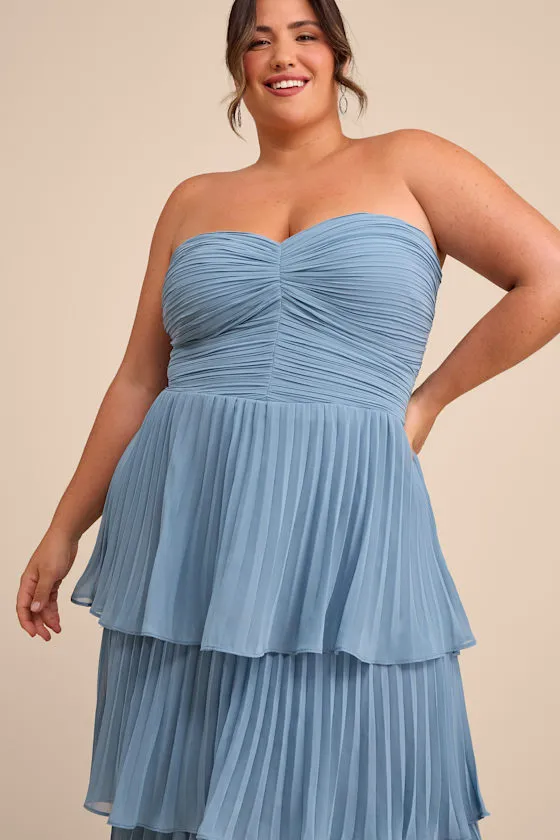 Seriously Sensational Light Pink Strapless Tiered Maxi Dress