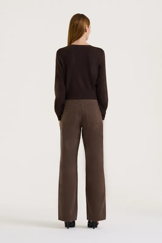 Chocolate Cropped Button Front Cardigan
