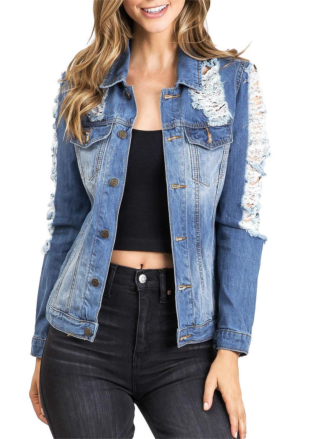 Distressed Blue Denim Trucker Jacket