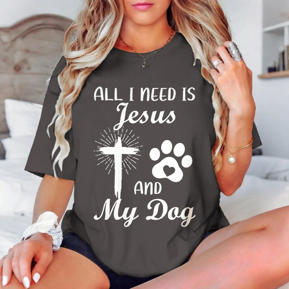 Women's Jesus And Dog Graphic Tee