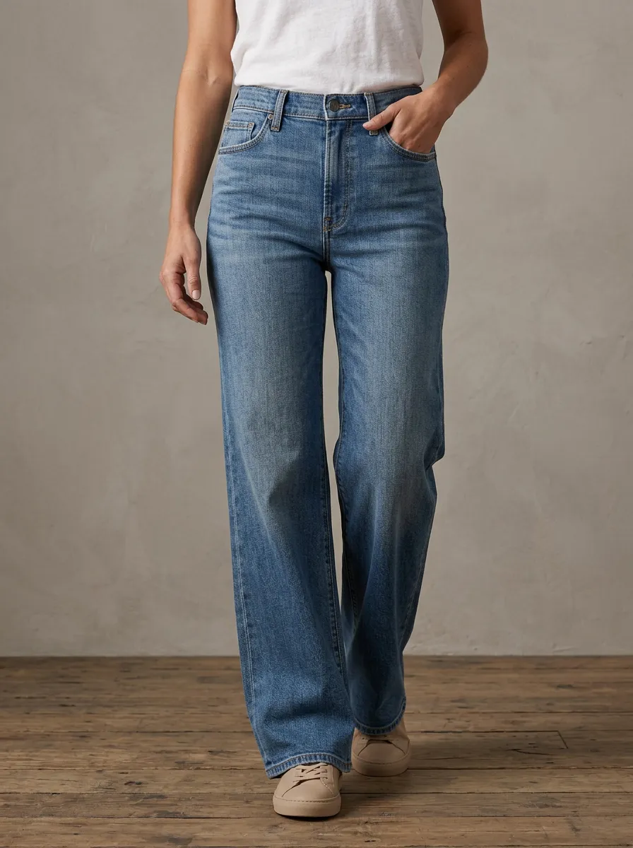 Urban-Ready High-Rise Wide-Leg Denim Jeans