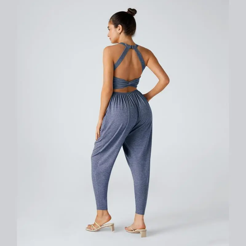 Backless Twisted U Neck Side Pocket Harem Casual Jumpsuit – Easy Peezy Edition 🔥 Limited-Time Offer — 50% OFF Today Only!