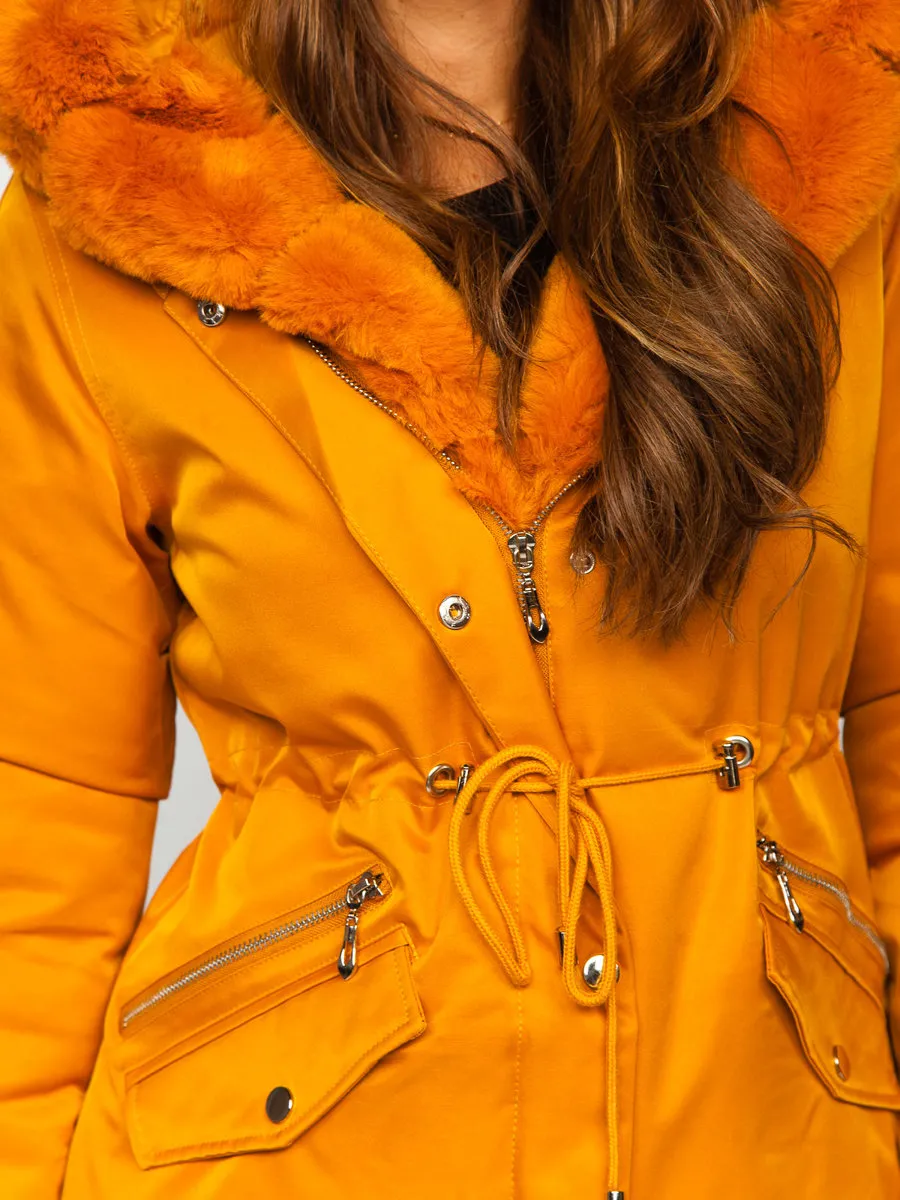 Camel women's winter parka with hood