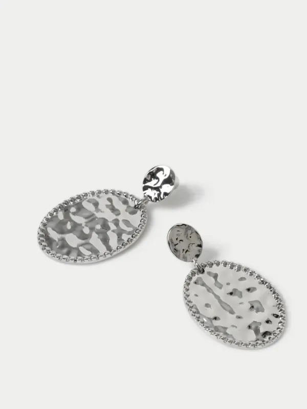 Textured Oval Drop Earrings