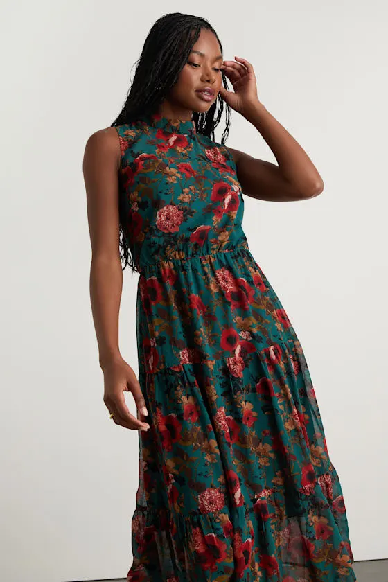 In My Dreams Mauve Floral Print Midi Dress