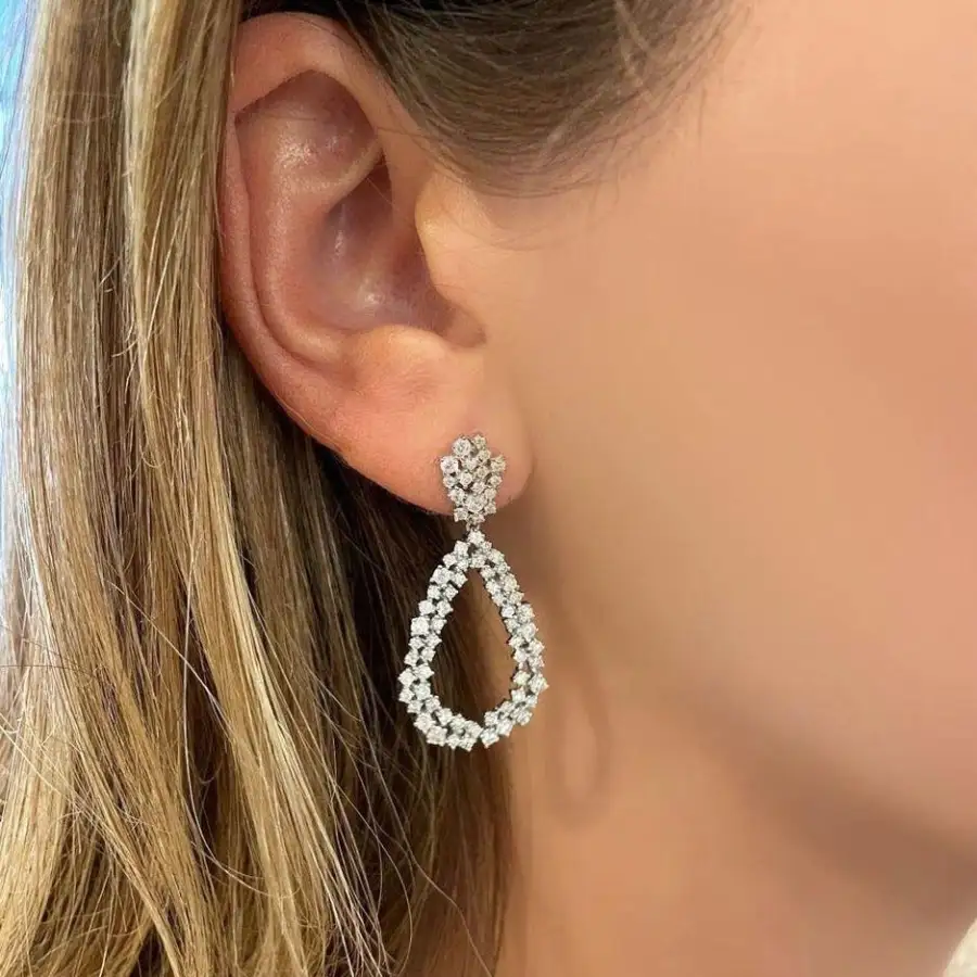Tonal Textured Gem Detail Earrings