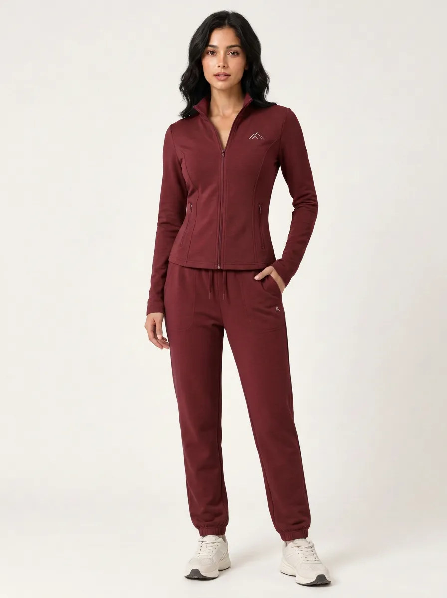 Women's Sage Green Full-Zip Track Jacket and Jogger Set