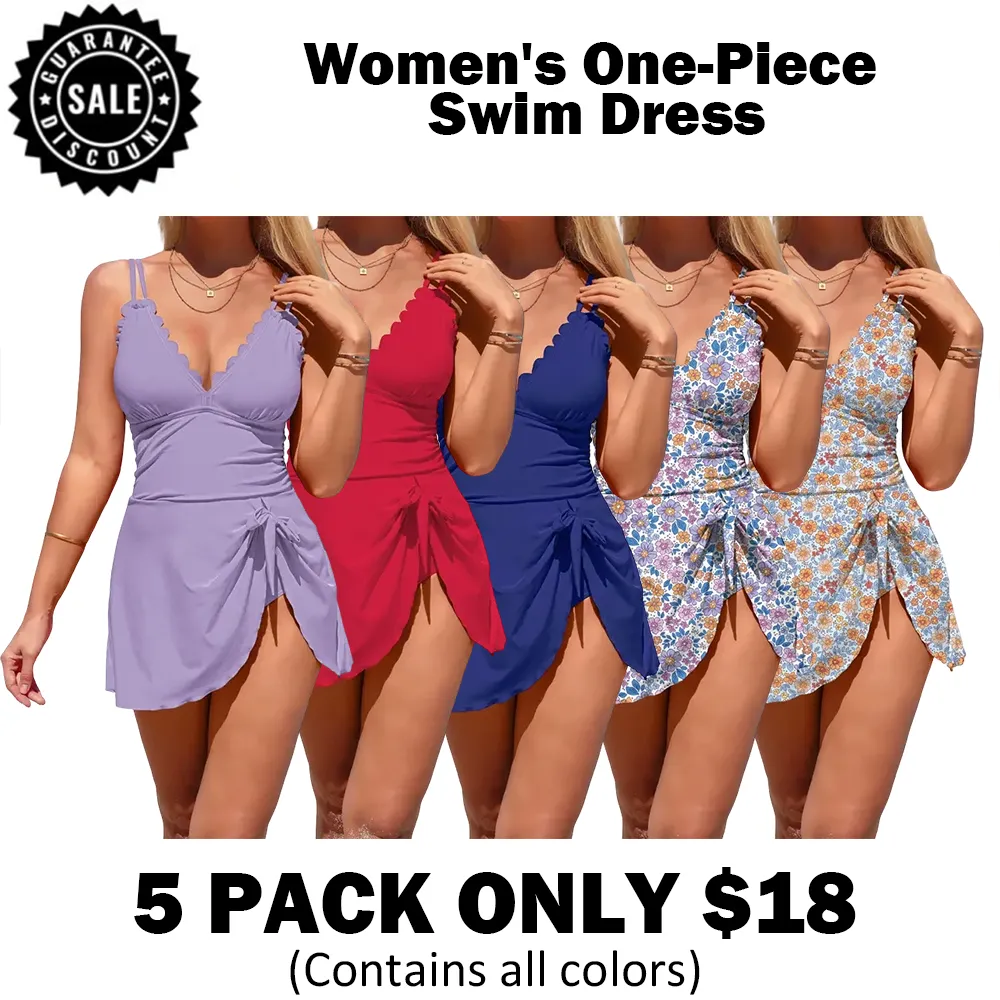 🎉Hot Sale🔥-Women's One-Piece Swim Dress🔥9-Pack - All Colors Included