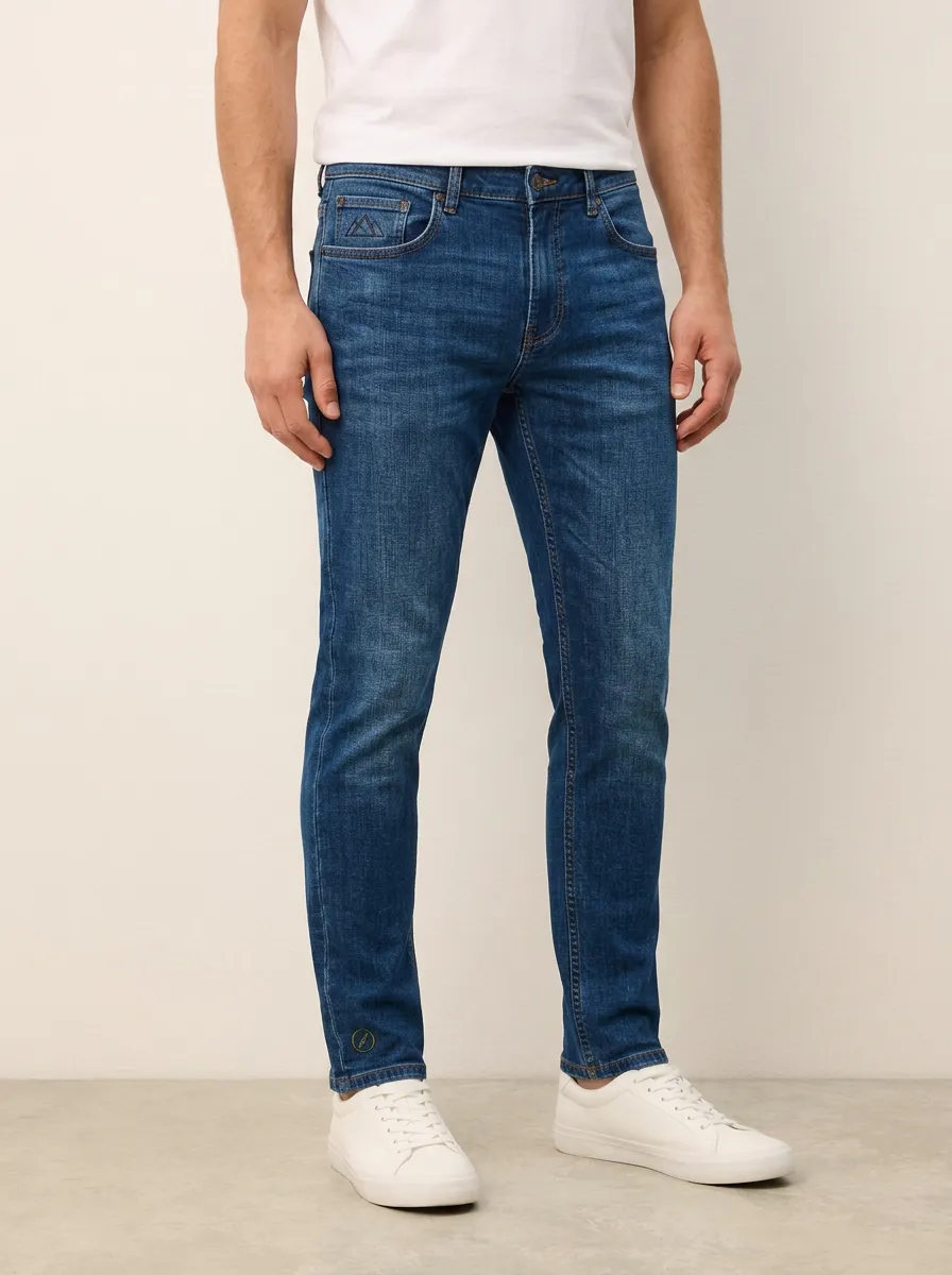 Men's Modern Weekend Mountain Logo Stretch Denim Jeans