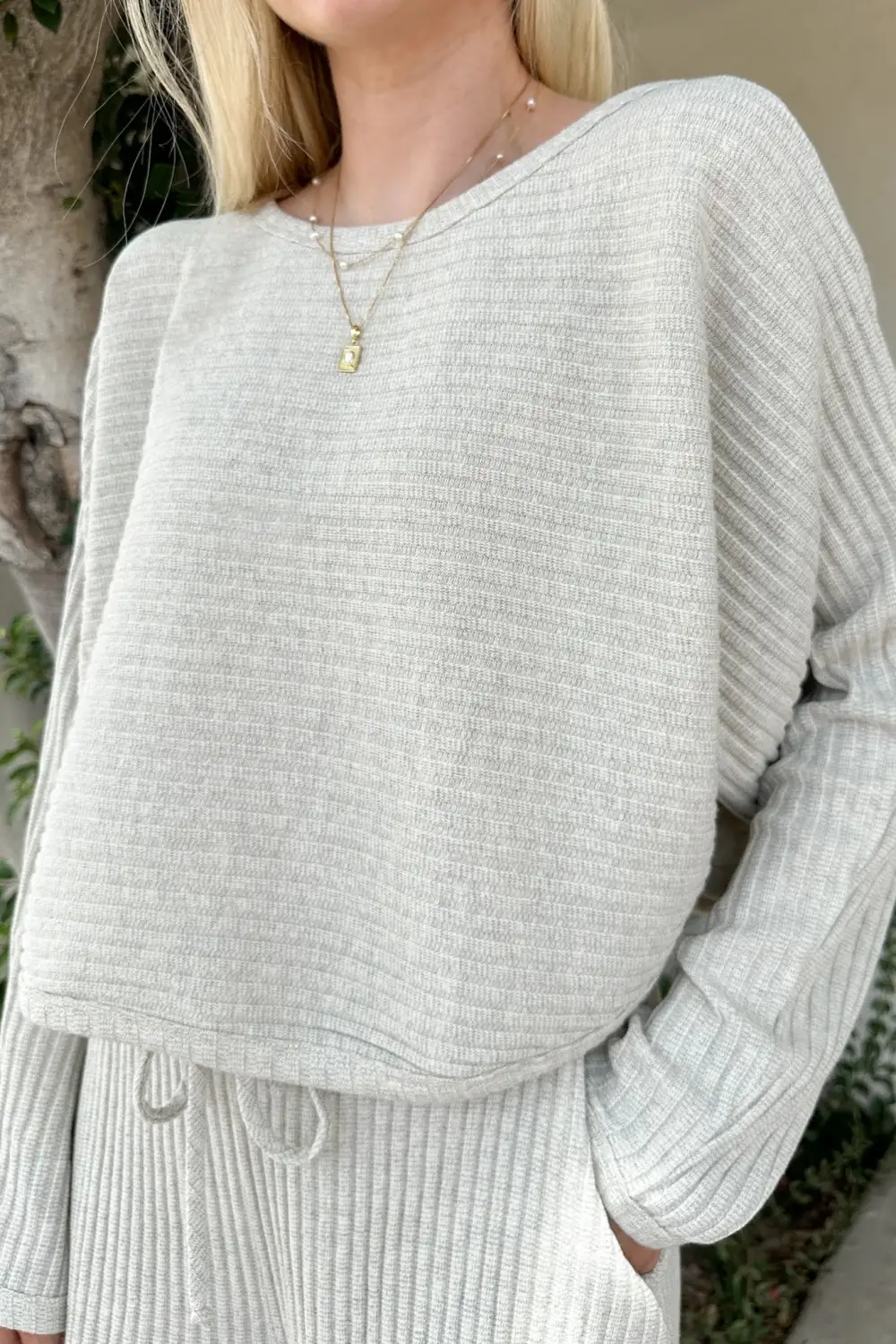 Structured Ribbed Knit Pullover