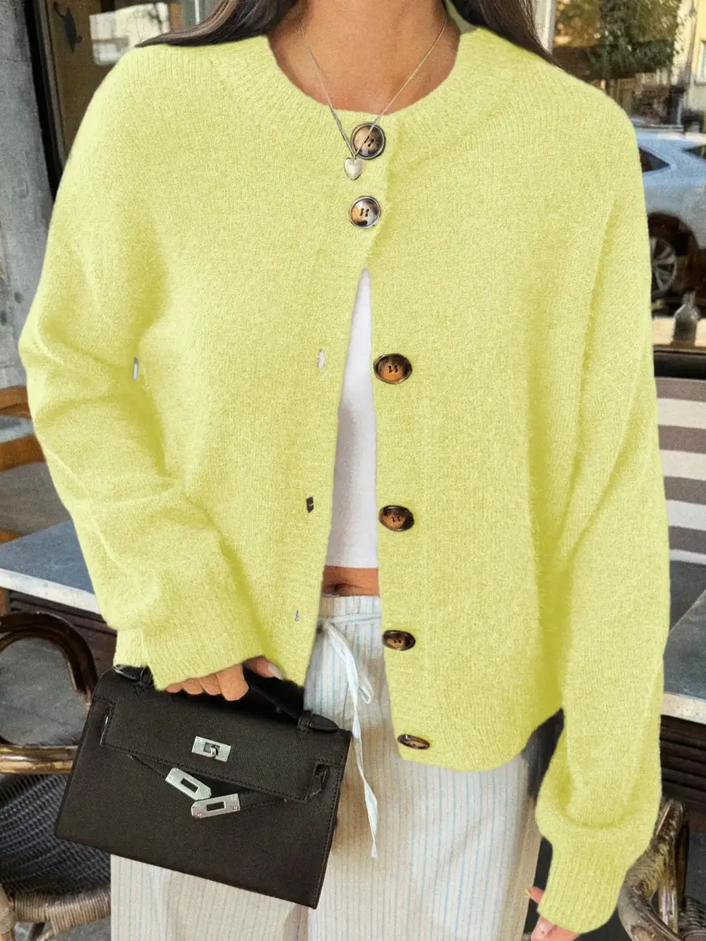 Medium-Length Cable Knit Jacket