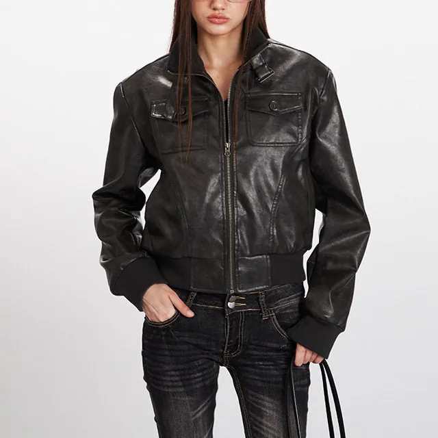 Soft Leather Casual Outerwear Jacket