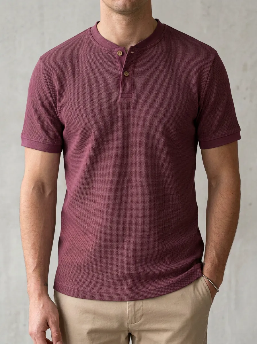Men's Everyday Waffle Knit Henley Shirt