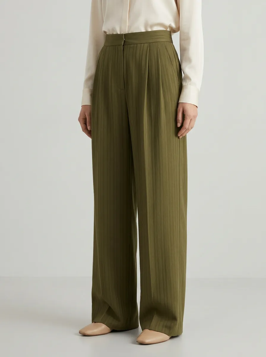 Textured Wide-Leg Printed Women's Wide-Leg Pants