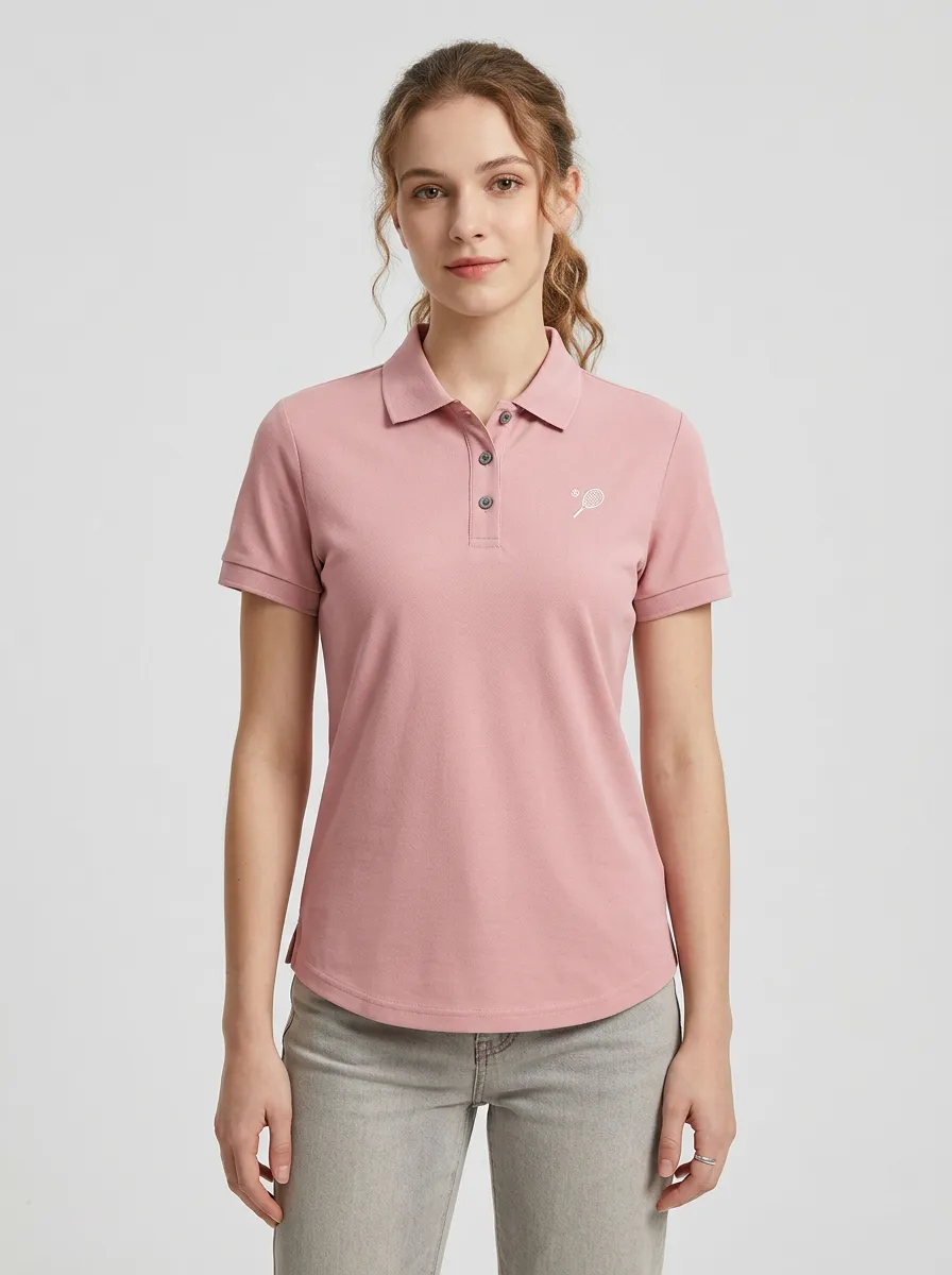Classic Tennis-Inspired Racket Graphic Refined Look Women's Sport Polo Shirt