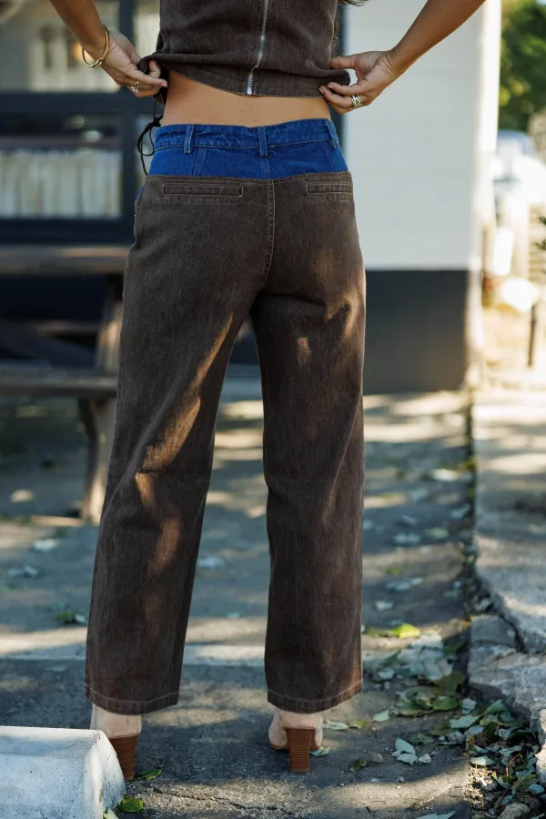High-Waist Denim Pants