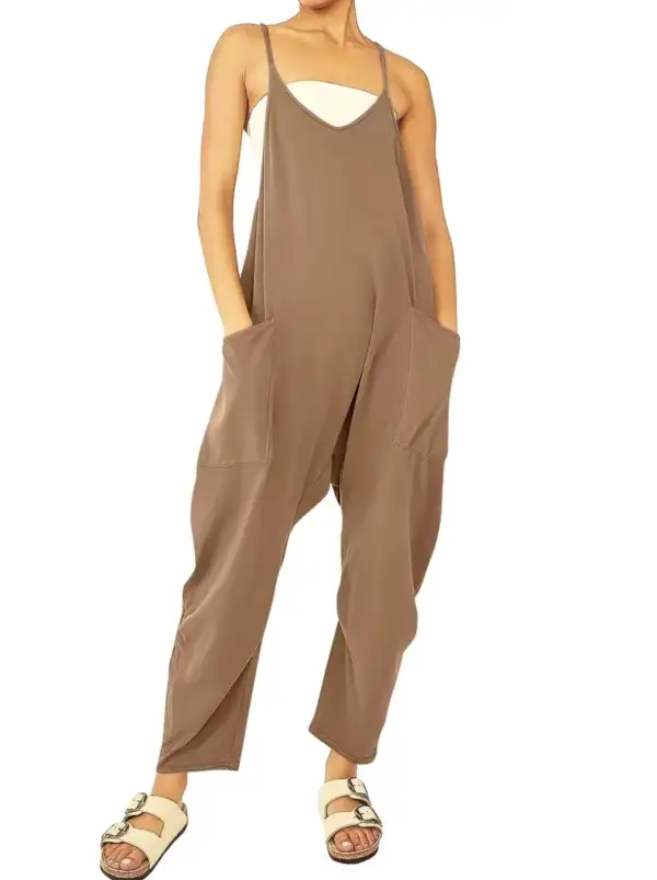 Loose Fit Spaghetti Strap Pocket Jumpsuit