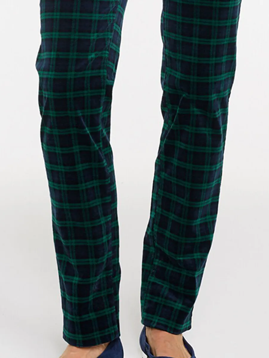 Women'S Retro-Style Patterned Corduroy Straight-Leg Trousers