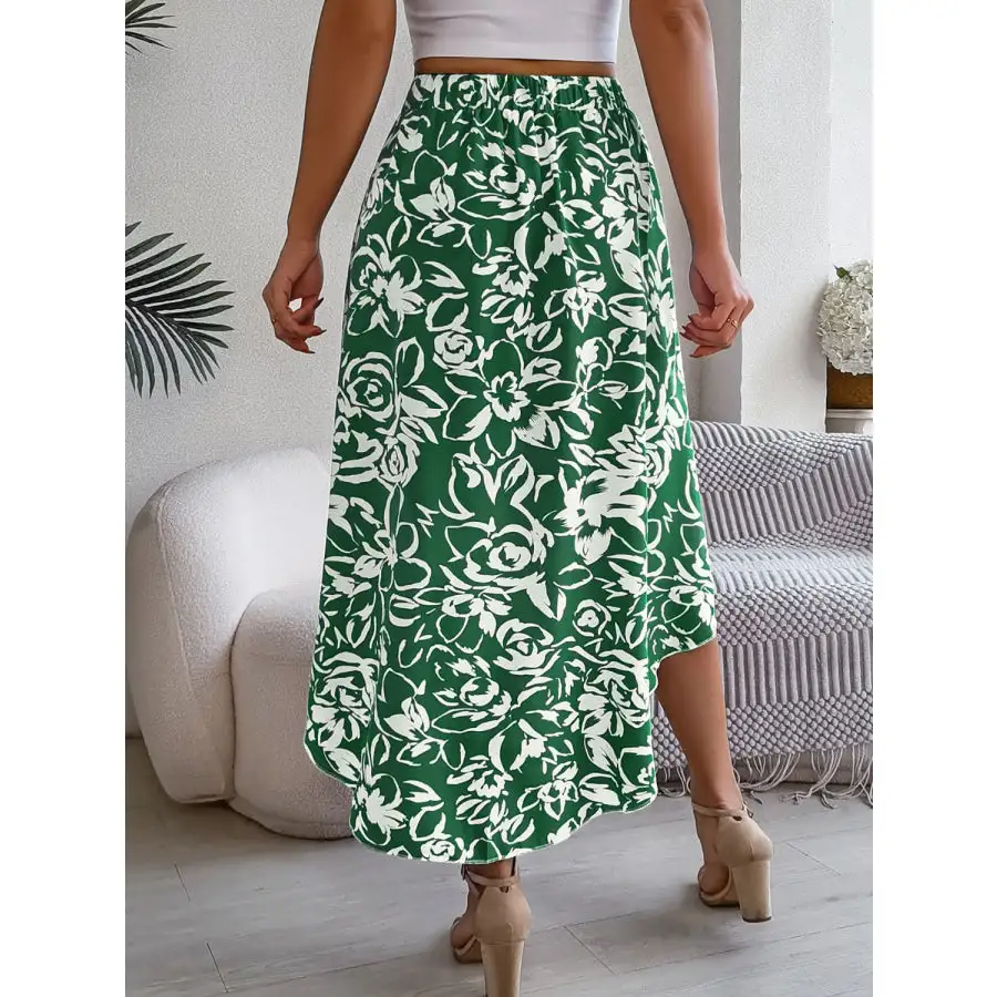 High-low Printed High Waist Skirt
