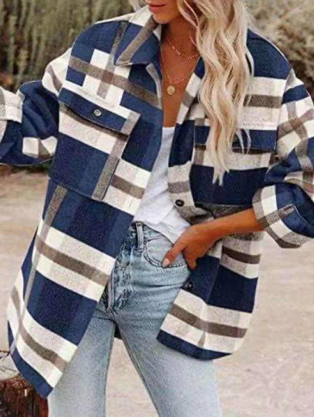 Loose Plaid Long-Sleeved Shirt