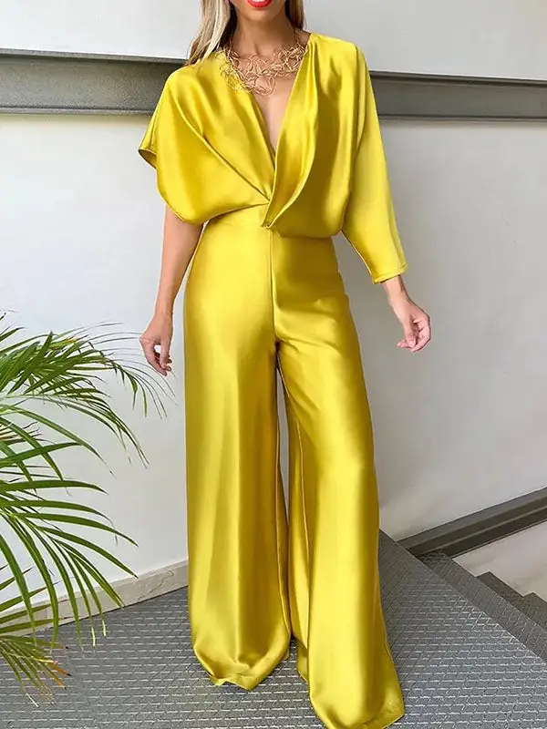 Asymmetric Deep V-Neck Jumpsuit