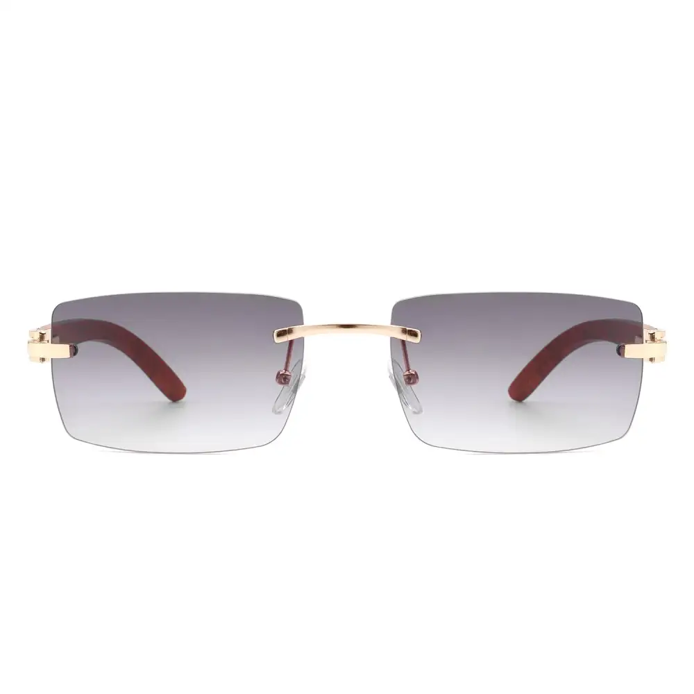 Rectangle Rimless Frame Sunglasses