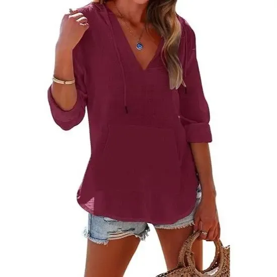 Women's Hooded Beach Cover Up Top
