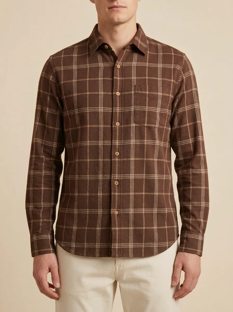 Versatile Plaid Long-Sleeve Men's Long-Sleeve Shirt
