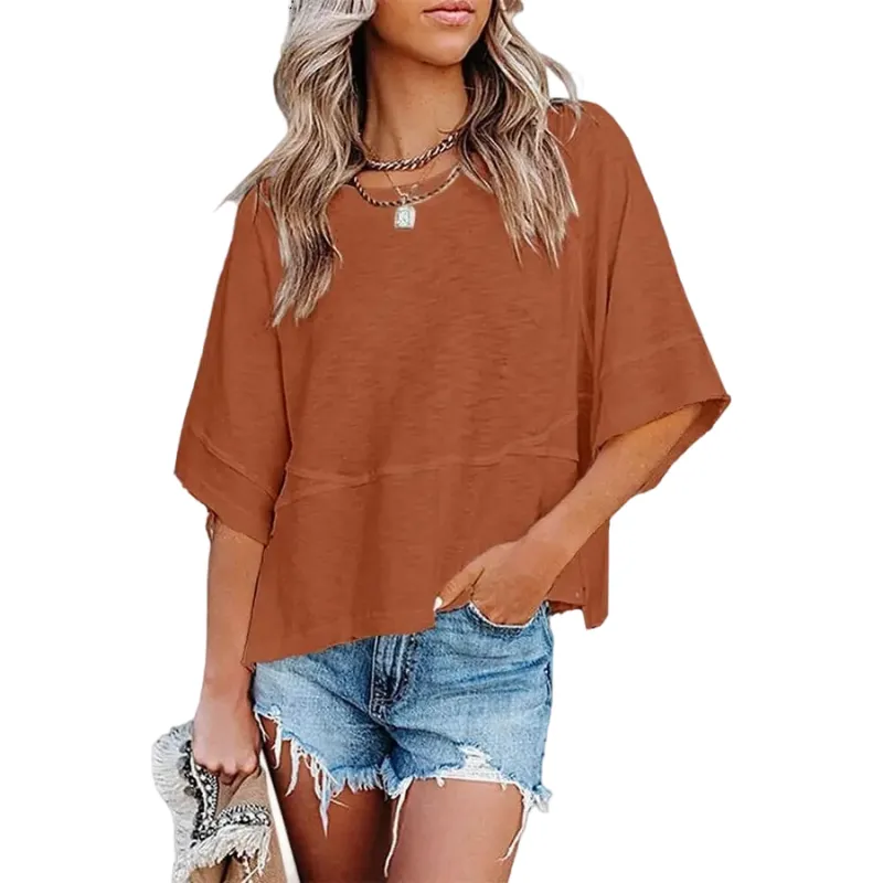 🌸Women's Crewneck Batwing Half Sleeve Top