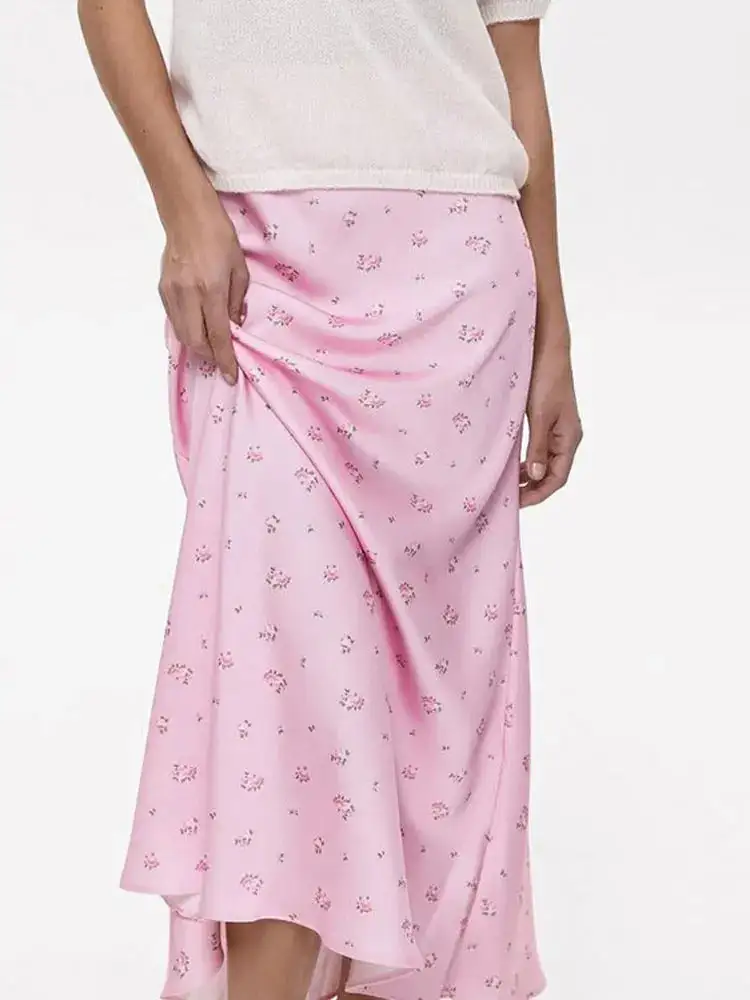 Satin Printed A-Line Skirt