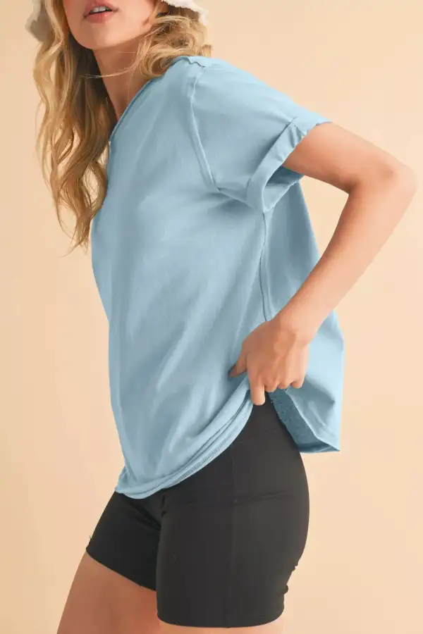 Solid Color Round Neck T-Shirt