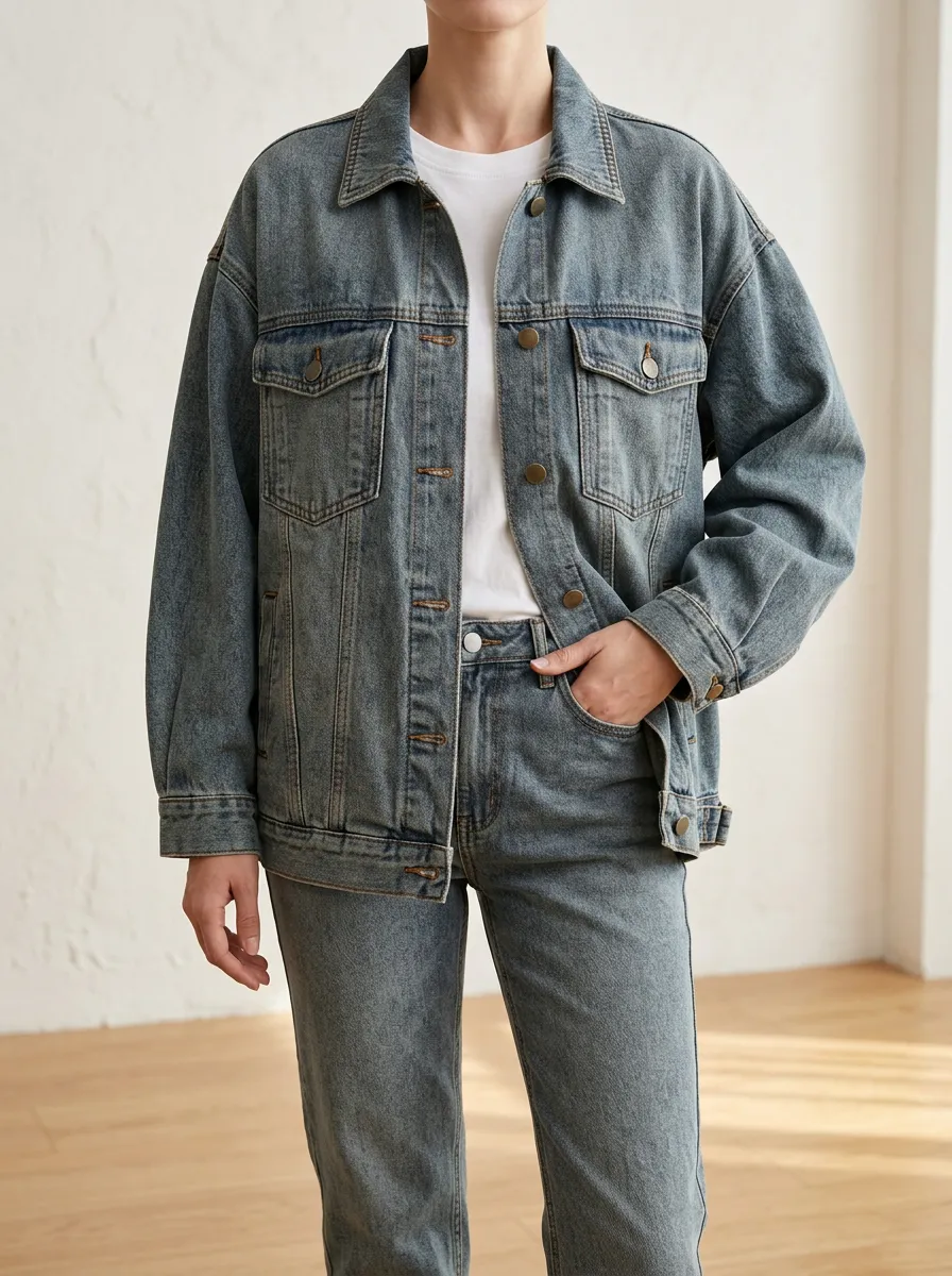 Short Sleeve Relaxed Fit Women's Denim Layering Jacket