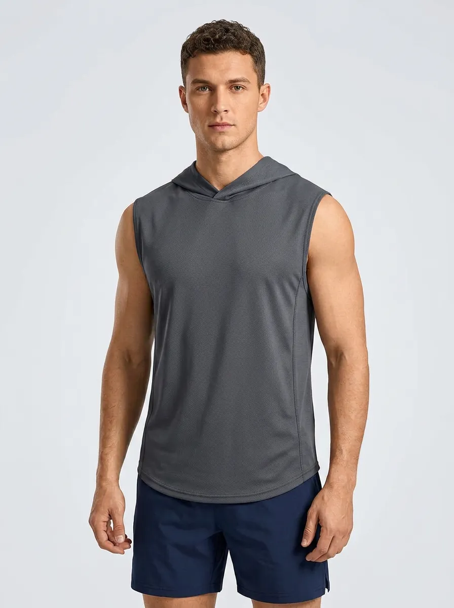 Men's Fitness Gym Workout Sleeveless Hooded Quick-Dry Tank Top