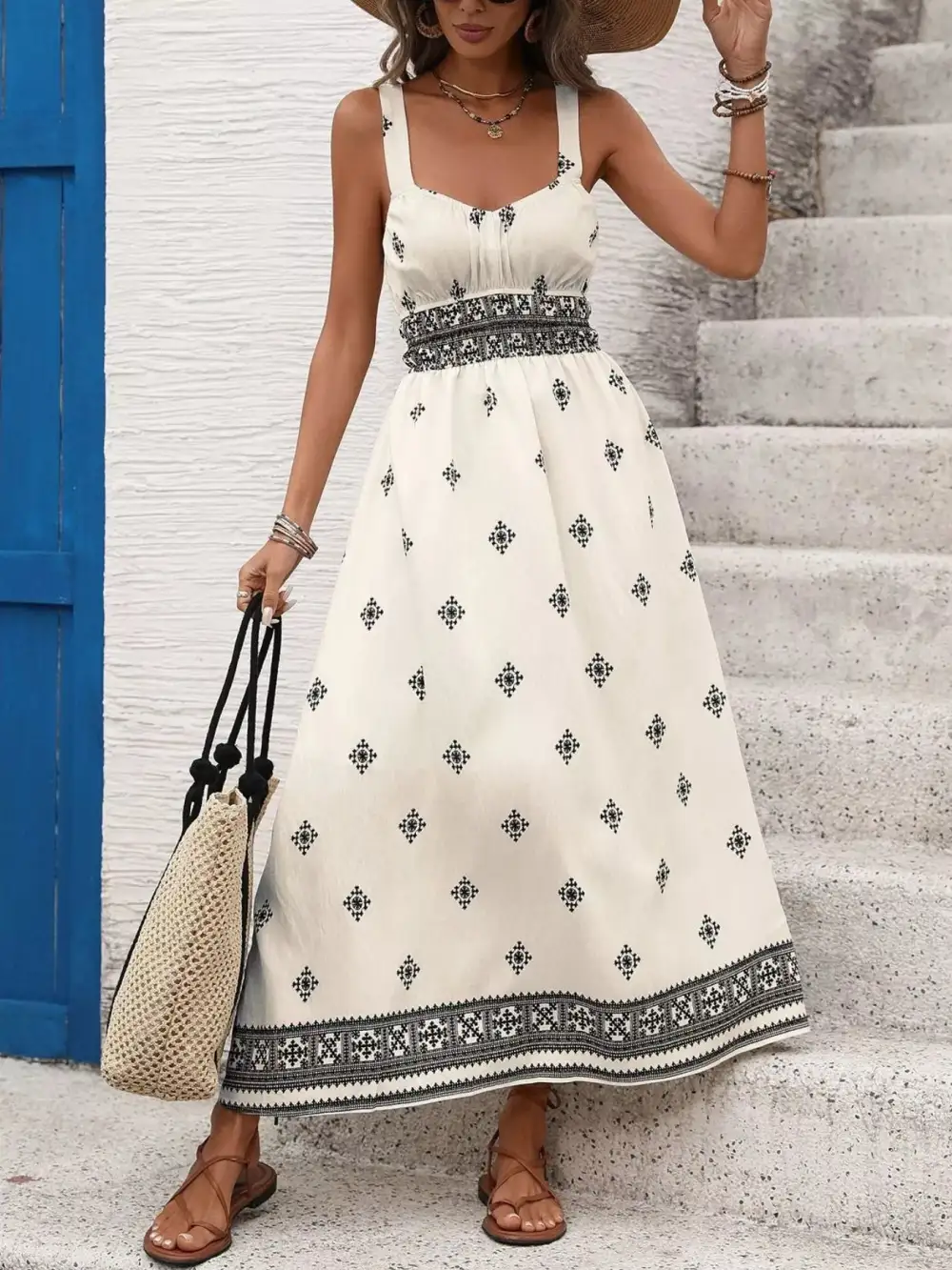 Balanced Detail Printed Midi Dress