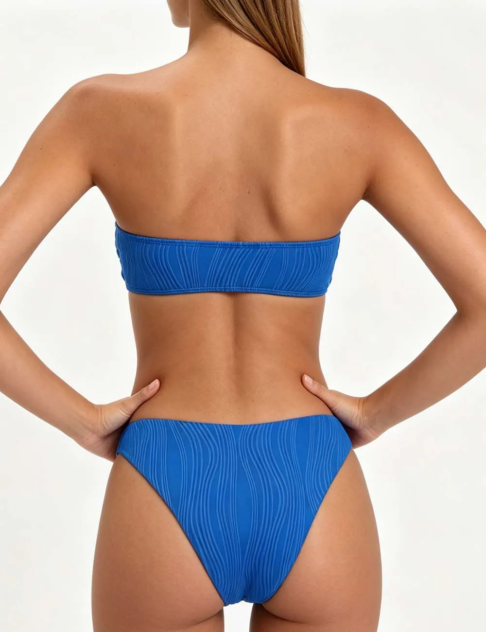Hollow Out Metal Ring Bandeau Bikini Set